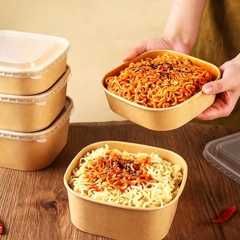 Square Paper Bowl with Lid