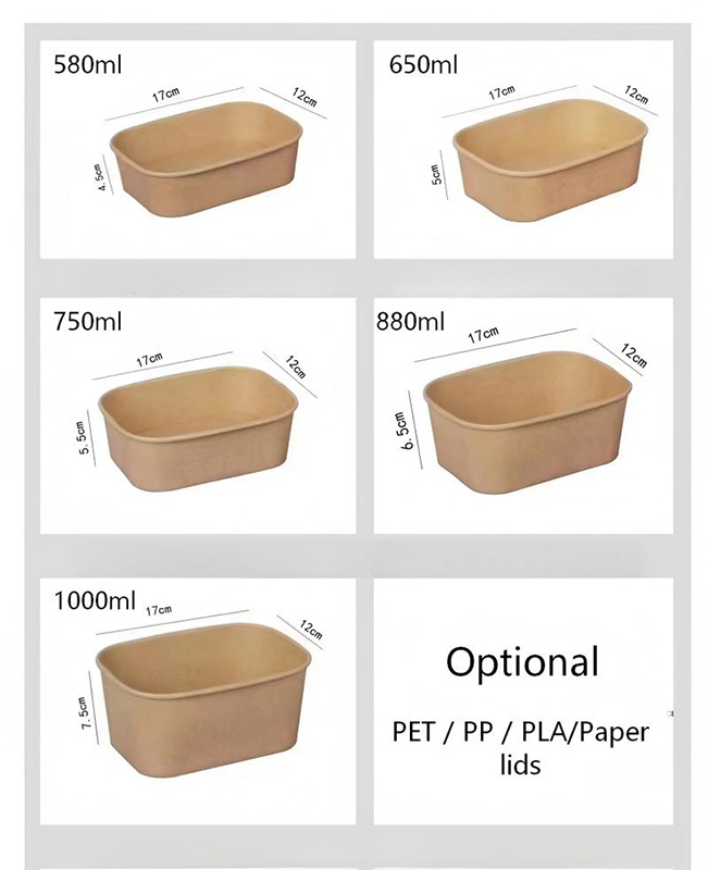 Rectangular Paper Bowl with Lid
