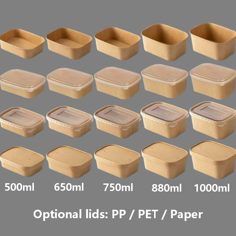 Rectangular Paper Bowl with Lid