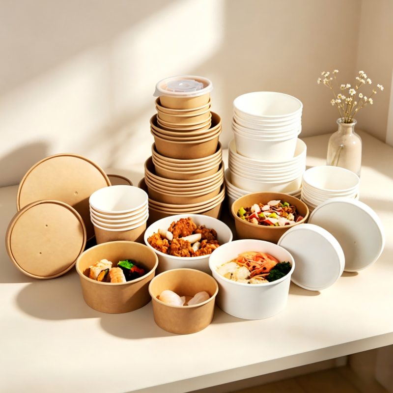 Round Paper Bowl with Lid