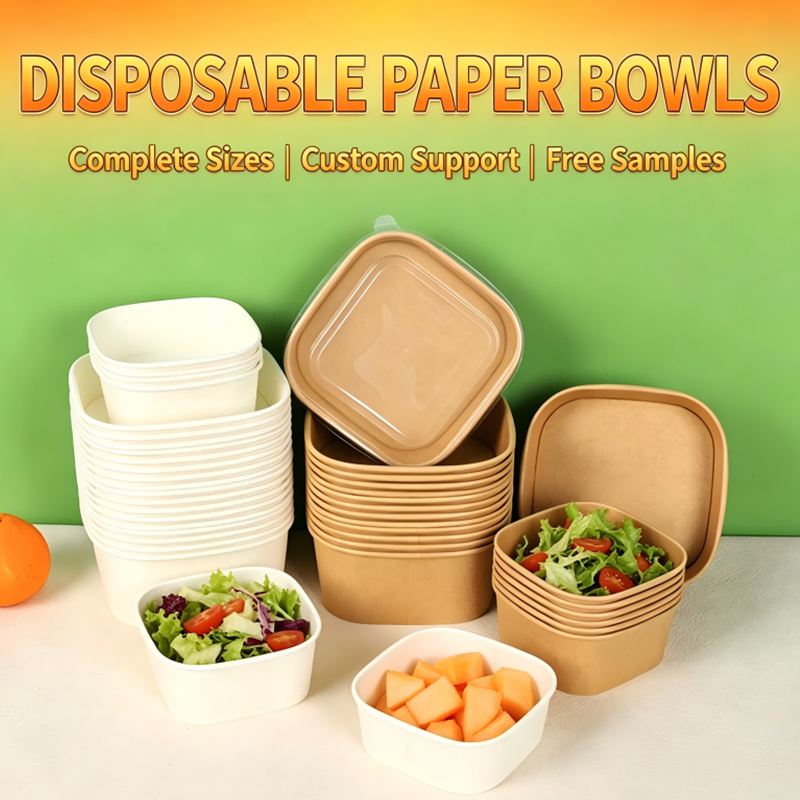 Square Paper Bowl with Lid