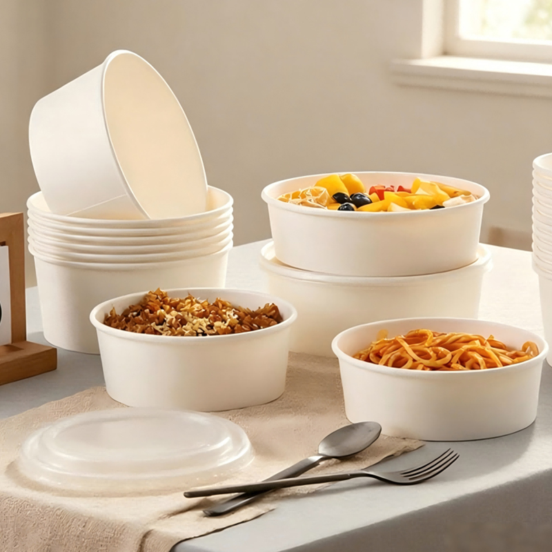 Round Paper Bowl with Lid