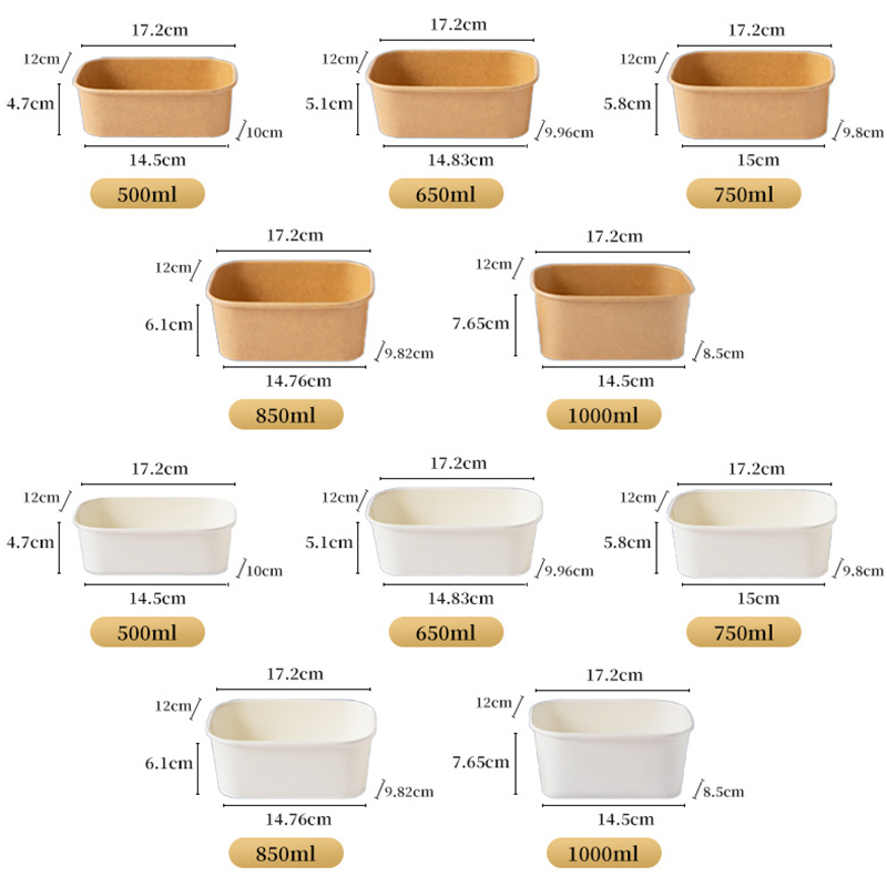Rectangular Paper Bowl with Lid